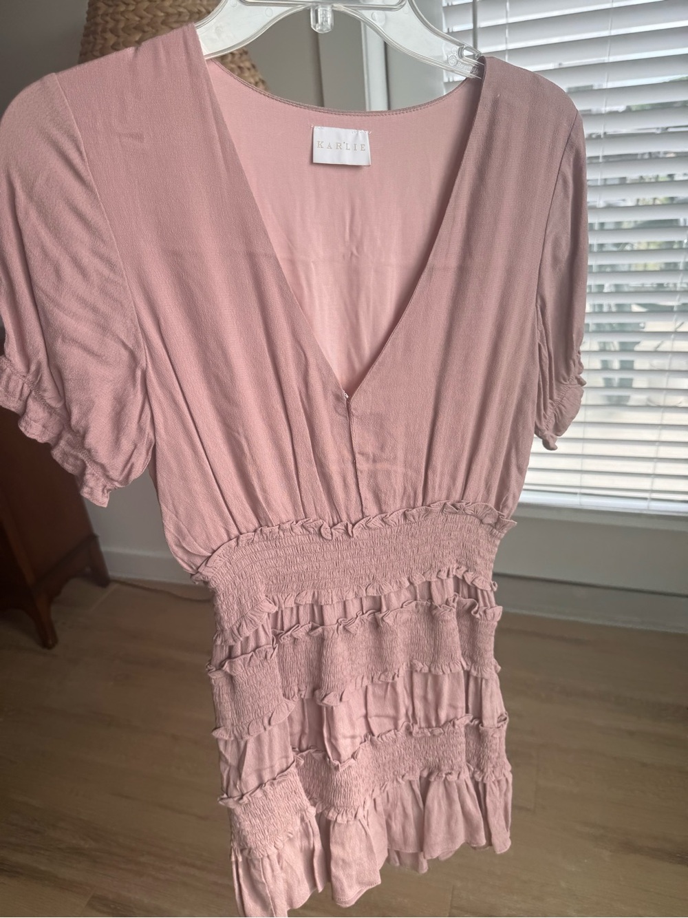 Karlie Blush Pink Ruffle Smocked Mini Dress